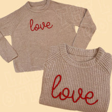 Load image into Gallery viewer, NEW! Limited Stock Rib Knit Cashmere Sweater With Chunky Yarn Embroidery, Embroidered Knit Sweater, Fall Knit Sweater, Custom Knit Sweater