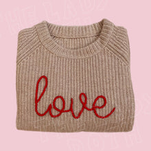 Load image into Gallery viewer, NEW! Limited Stock Rib Knit Cashmere Sweater With Chunky Yarn Embroidery, Embroidered Knit Sweater, Fall Knit Sweater, Custom Knit Sweater