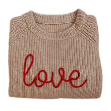 Load image into Gallery viewer, NEW! Limited Stock Rib Knit Cashmere Sweater With Chunky Yarn Embroidery, Embroidered Knit Sweater, Fall Knit Sweater, Custom Knit Sweater