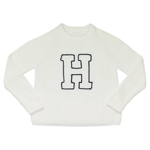 Load image into Gallery viewer, Hand Embroidered College Varsity Sweater, Fall Knit Sweater, Custom College Sweater, Custom Letter Sweater, Vintage Look Sweater