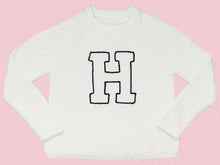 Load image into Gallery viewer, Hand Embroidered College Varsity Sweater, Fall Knit Sweater, Custom College Sweater, Custom Letter Sweater, Vintage Look Sweater