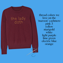Load image into Gallery viewer, Custom MAROON Colored 100% Cashmere Sweater, Custom Cashmere, The Lady Doth