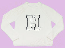 Load image into Gallery viewer, Hand Embroidered College Varsity Sweater, Fall Knit Sweater, Custom College Sweater, Custom Letter Sweater, Vintage Look Sweater