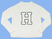 Load image into Gallery viewer, Hand Embroidered College Varsity Sweater, Fall Knit Sweater, Custom College Sweater, Custom Letter Sweater, Vintage Look Sweater