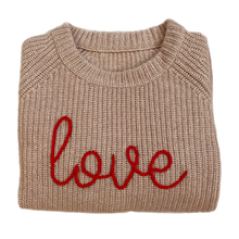 Load image into Gallery viewer, NEW! Limited Stock Rib Knit Cashmere Sweater With Chunky Yarn Embroidery, Embroidered Knit Sweater, Fall Knit Sweater, Custom Knit Sweater

