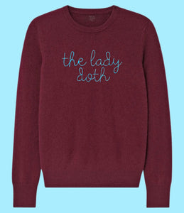 Custom MAROON Colored 100% Cashmere Sweater, Custom Cashmere, The Lady Doth