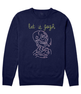 Hand Embroidered Van Gogh Inspired 100% Cashmere Sweater, Smoking Skull, The Lady Doth